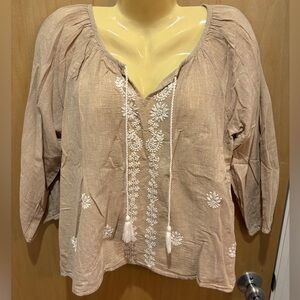 World Market Embroidered Peasant Top